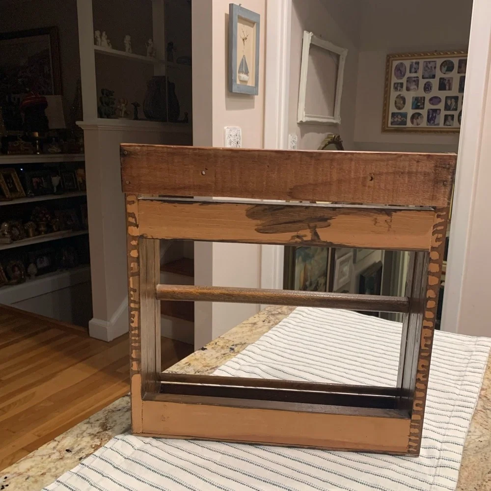 Vintage Rustic Brown Wooden Wall Shelf